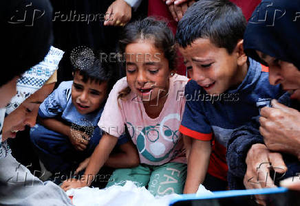 Funeral of Palestinians killed in Israeli strikes, in Khan Younis