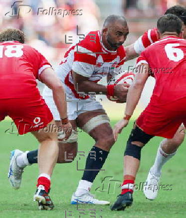 Japan beats Wales at a rugby test match
