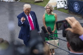 President Trump responds to questions from the media as he departs for Pennsylvania