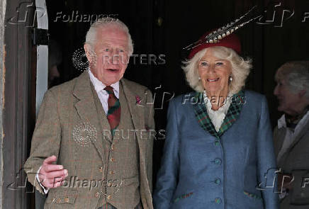 Britain's King Charles and Queen Camilla attend a service at Crathie Kirk
