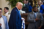 President Trump welcomes the 2025 NCAA Men's College Basketball Champions to the East Room