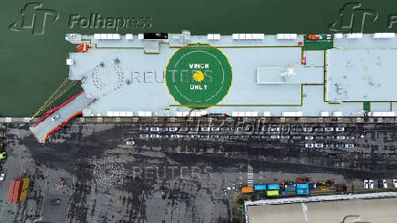 A BYD vessel docks at the Itajai port in santa catarina, Brazil