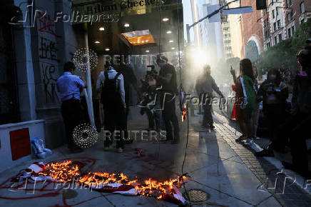 Protest against federal immigration sweeps, in Los Angeles