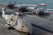 Onboard HMS Prince of Wales aircraft carrier at Marina Bay Cruise Centre in Singapore