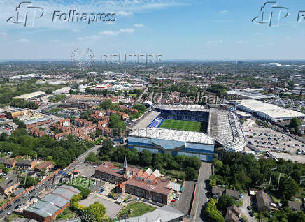 A drone view shows St Andrew's @ Knighthead Park Stadium