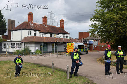 Protests outside a hotel used for housing asylum seekers, in Epping