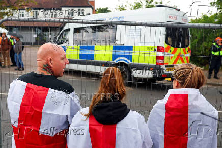 Protests outside a hotel used for housing asylum seekers, in Epping
