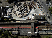 Obras do metrô ao lado da estação Água Branca da CPTM