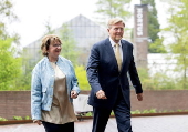 Dutch King Willem-Alexander attends meeting at Leiden University