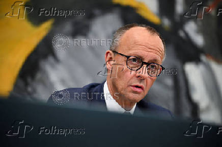 FILE PHOTO: Merz, Klingbeil, Soeder and Esken attend a press conference at the chancellery in Berlin