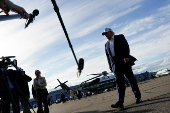 U.S. President Trump boards Air Force One at Morristown Municipal Airport