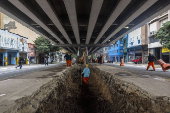 Obras para a construção de floreiras e jardins sob o Minhocão