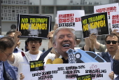 Protest in Seoul against US President Trump's policy on South Korea
