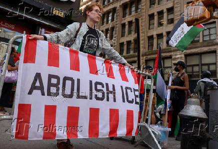 People protest against federal immigration sweeps, during the Juneteenth holiday in New York