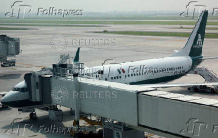 Planes of military-run airline Mexicana de Aviacion are parked at Felipe Angeles International Airport (AIFA), in Zumpango