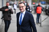 Jens Spahn, CDU politician, arrives for coalition talks in Berlin