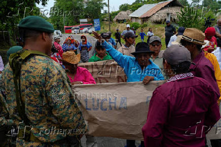 Guna's people protest against government social reforms and Memorandums of Understanding between Panama and the U.S, in Akua Yala