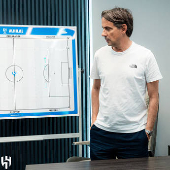 New Al Hilal coach Simone Inzaghi during a training session