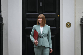 Britain's Chancellor of the Exchequer Reeves leaves 11 Downing Street, in London