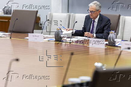 Chairman of the Federal Reserve Jerome Powell leads a Federal Reserve Board open meeting