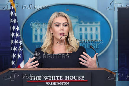 White House Press Secretary Karoline Leavitt holds a press briefing at the White House in Washington