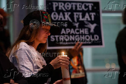 Protest to stop the sale of Oak Flat, land considered sacred by the Apache, to Resolution Copper in Phoenix, Arizona