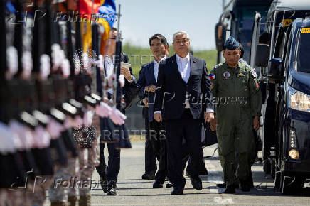 FILE PHOTO: Japanese Defence Minister Gen Nakatani at a naval station in San Fernando City, the Philippines
