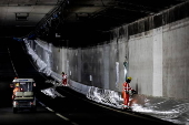 Work in progress in the Second Coentunnel in Amsterdam