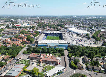 A drone view shows St Andrew's @ Knighthead Park Stadium