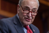 Senate minority leader Schumer speaks on the tariff plans implemented by the Trump administration