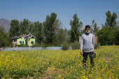 A view of the family house of Amir Nazir Wani which was demolished by the Indian authorities in Khasipora village