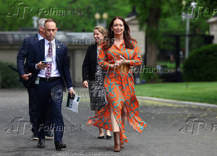 Agriculture secretary Brooke Rollins speaks to the media outside the White House in Washington