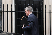 British Prime Minister Keir Starmer leaves 10 Downing Street in London