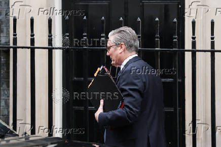 British Prime Minister Keir Starmer leaves 10 Downing Street in London
