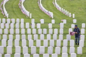 Flags placed on military veteran graves for Memorial Day in Brooklyn
