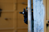 Israeli troops stand guard during a weekly settlers' tour in Hebron