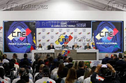 Venezuela's National Electoral Council (CNE) proclaims the winners of the country's parliamentary elections, in Caracas.
