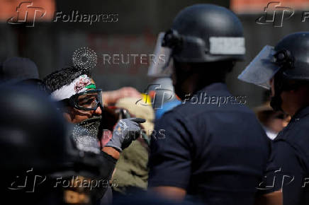 Protest following multiple detentions in downtown Los Angeles