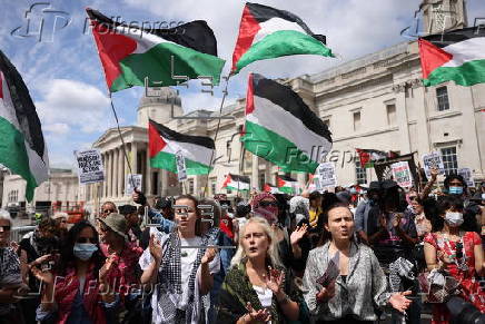 Demonstrators rally for Palestine Action amid UK ban threat