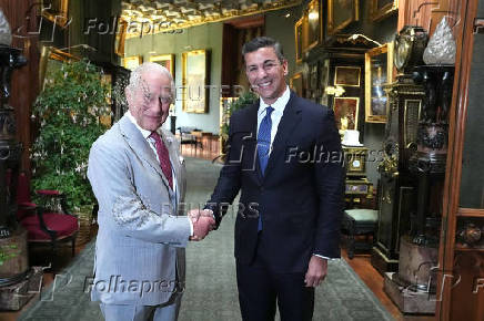 Paraguay's President Santiago Pena Palacios meets with Britain's King Charles during an audience at Windsor Castle