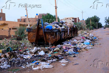 A pile of accumulated garbage at a dump in Khartoum