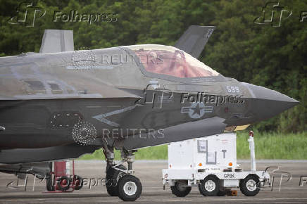 A U.S. Marine Corps F-35 fighter jet taxis on the tarmac at the former Roosevelt Roads military base in Ceiba