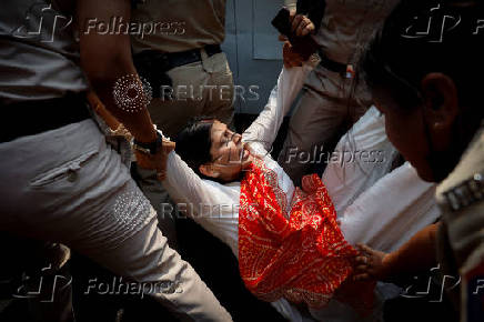 Congress party protest against country's financial crime agency in New Delhi