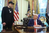 US President Trump, Elon Musk attend press conference in the White House's Oval Office