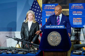 New York City Mayor Eric Adams speaks during a news conference at City Hall in New York City