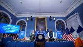 New York City Mayor Eric Adams speaks during a news conference at City Hall in New York City
