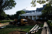 Construction in White House Rose Garden