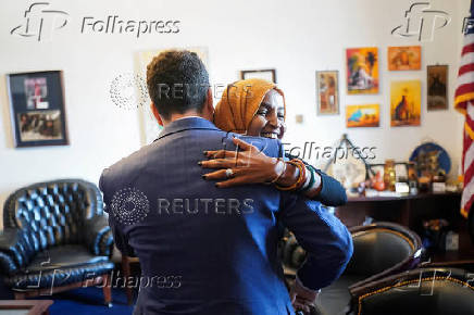 Columbia University graduate and pro-Palestinian activist Mahmoud Khalil visits Capitol Hill in Washington