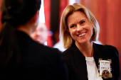 Ruth Bradley-Jones, the British Office Taipei Representative attends an event on the anniversary of the end of World War Two in Europe in Taipei