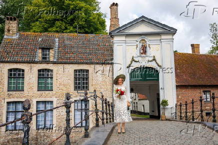 Queen Mathilde of Belgium visits the Beguinage 'Ten Wijngaerde' in Bruges